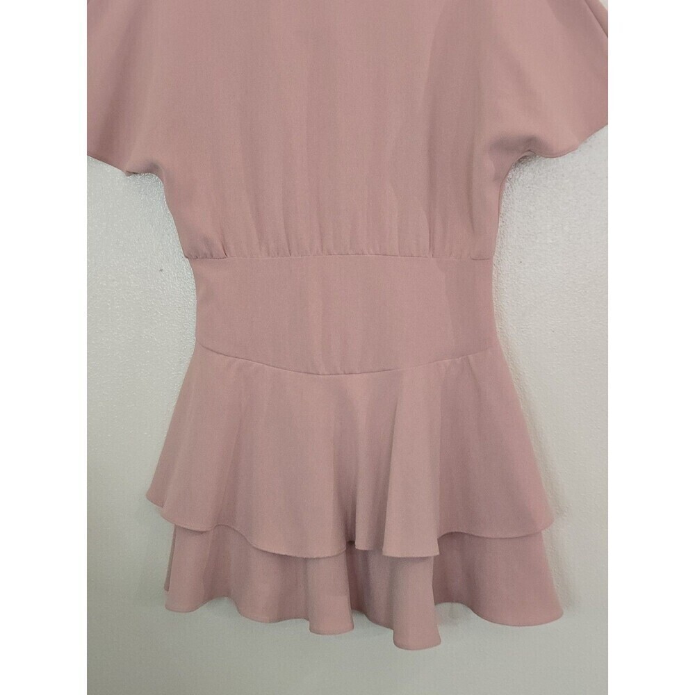 Do + Be Blush Pink Fit Flare Mini Dress Womens M Ruffle Wedding Guest Party - Picture 5 of 9